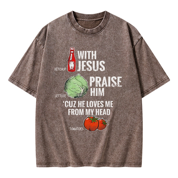 Ketchup With Jesus Chrsitian Washed T-Shrit