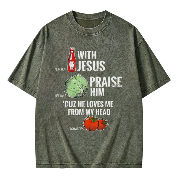 Ketchup With Jesus Chrsitian Washed T-Shrit