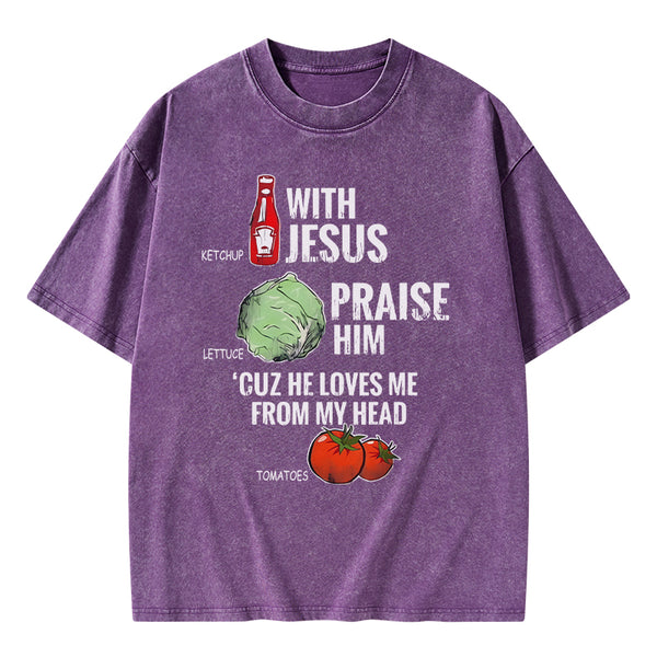Ketchup With Jesus Chrsitian Washed T-Shrit