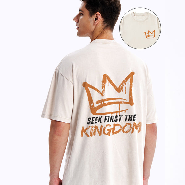 GC-WTS1209 Seek First The Kingdom Christian Washed T-Shirt