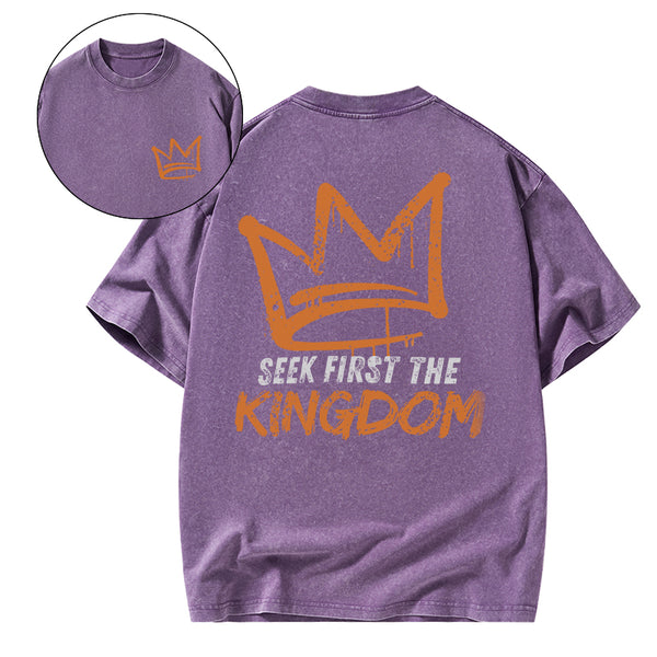GC-WTS1209 Seek First The Kingdom Christian Washed T-Shirt