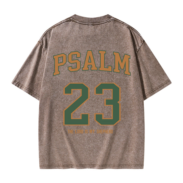 GC-WTS1225 Psalm 23 Christian Washed T-Shirt