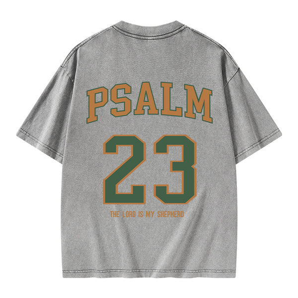 GC-WTS1225 Psalm 23 Christian Washed T-Shirt