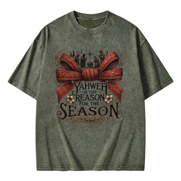 YESHUA Is The Reason For The Season Christian Christmas Washed T-Shirt