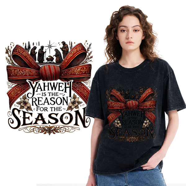 YESHUA Is The Reason For The Season Christian Christmas Washed T-Shirt