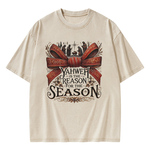 YESHUA Is The Reason For The Season Christian Christmas Washed T-Shirt
