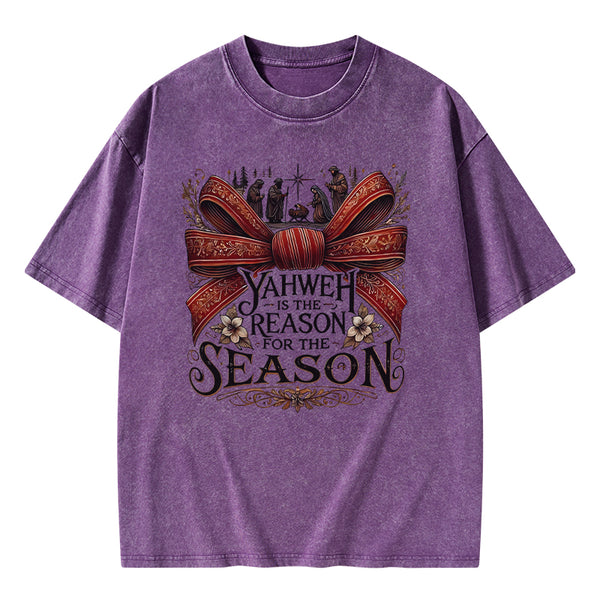 YESHUA Is The Reason For The Season Christian Christmas Washed T-Shirt