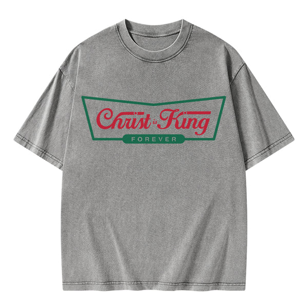 GC-WTS1296 Christ Is King Christian Washed T-Shirt