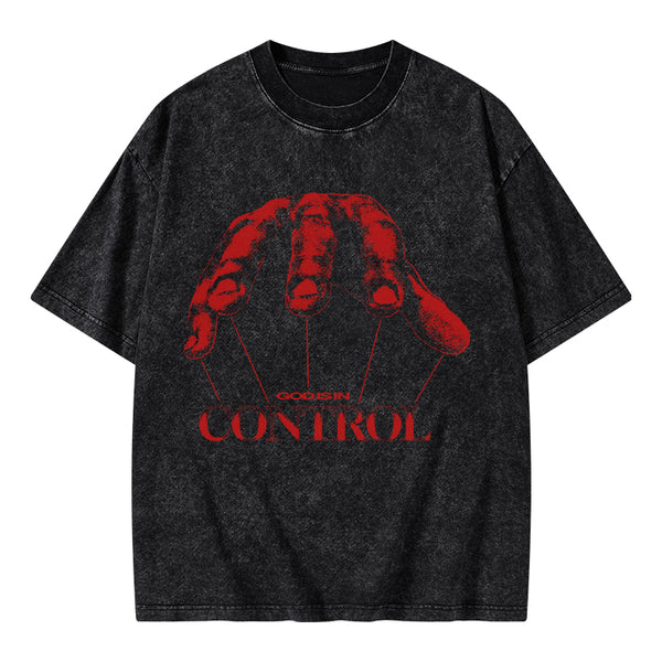 God Is In Control Christian Washed T-Shirt