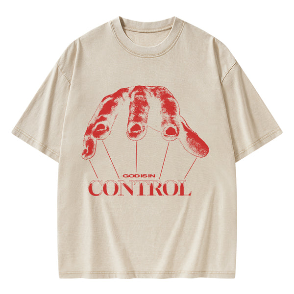 God Is In Control Christian Washed T-Shirt