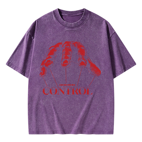 God Is In Control Christian Washed T-Shirt
