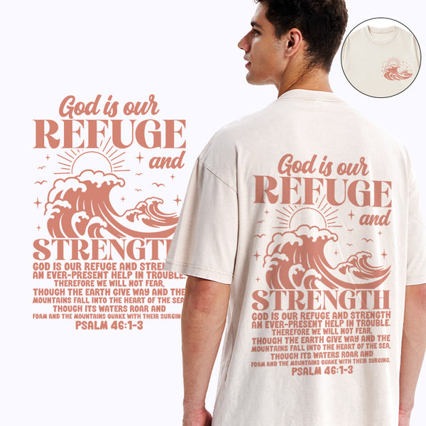 God Is Our Refuge And Strength Christian Washed T-Shirt