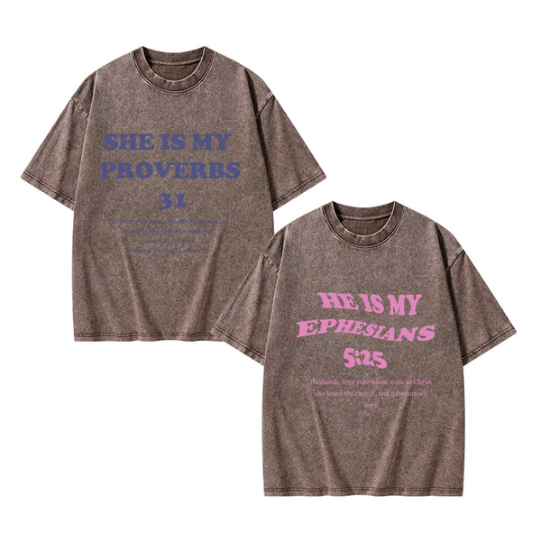 GC-WTS1308 Husbands Love Your Wives Christian Washed T-Shirt