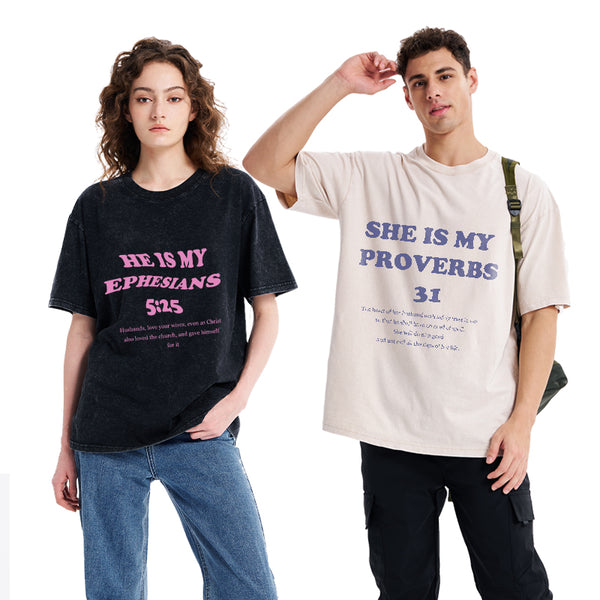 GC-WTS1308 Husbands Love Your Wives Christian Washed T-Shirt