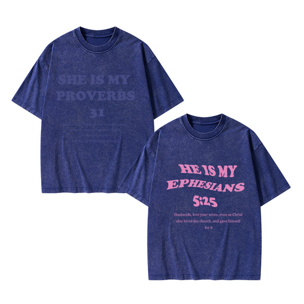 GC-WTS1308 Husbands Love Your Wives Christian Washed T-Shirt