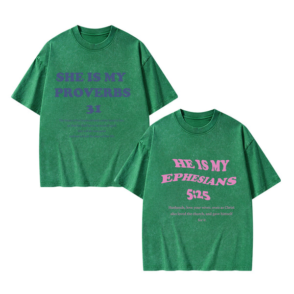 GC-WTS1308 Husbands Love Your Wives Christian Washed T-Shirt