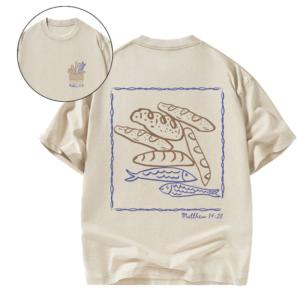 GC-WTS1443 Fish & Loaves Christian Washed T-Shirt