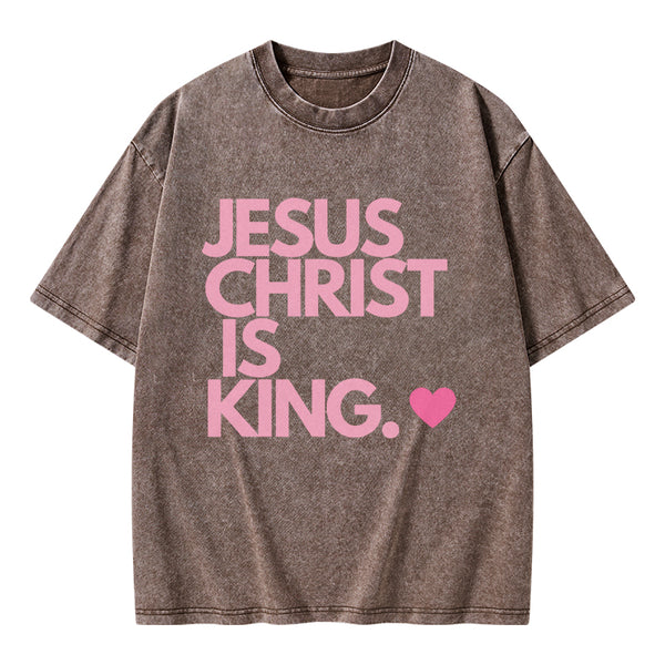 Jesus Christ Is King Christian Washed T-Shirt