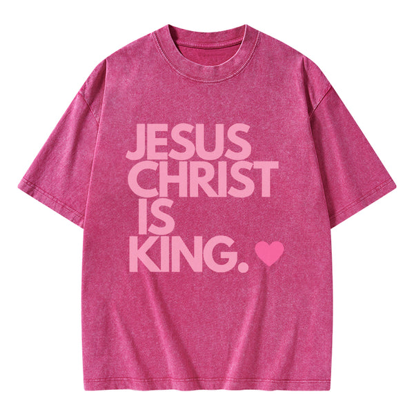 Jesus Christ Is King Christian Washed T-Shirt