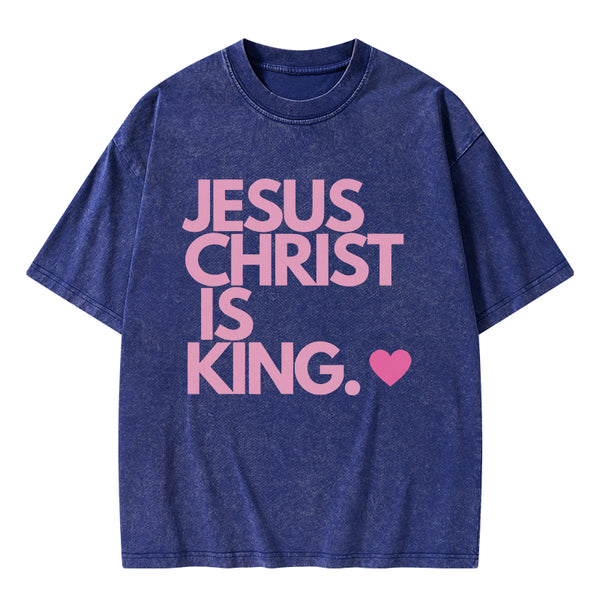 Jesus Christ Is King Christian Washed T-Shirt