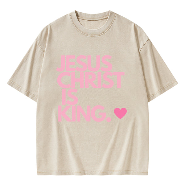 Jesus Christ Is King Christian Washed T-Shirt