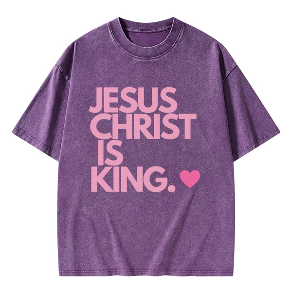 Jesus Christ Is King Christian Washed T-Shirt