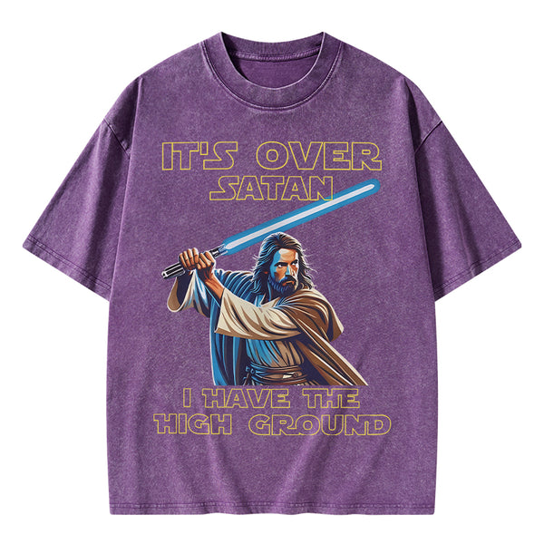 It's Over Satan Chrsitian Washed T-Shirt