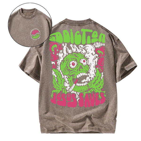 GC-WTS1510 Jesus Saves Christian Washed T-Shirt