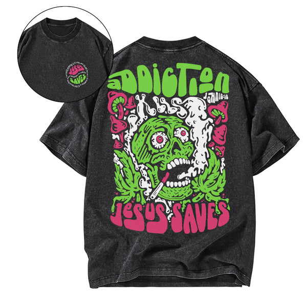 GC-WTS1510 Jesus Saves Christian Washed T-Shirt