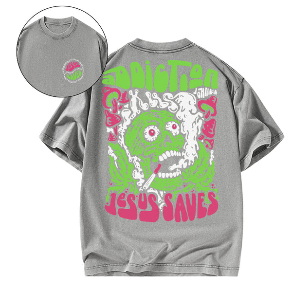 GC-WTS1510 Jesus Saves Christian Washed T-Shirt