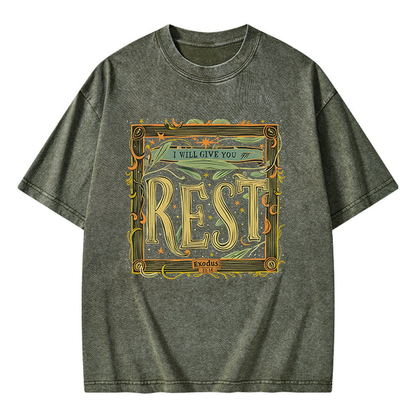 I Will Give You Rest Christian Washed T-Shirt