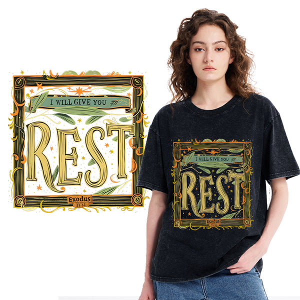 I Will Give You Rest Christian Washed T-Shirt