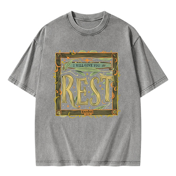 I Will Give You Rest Christian Washed T-Shirt