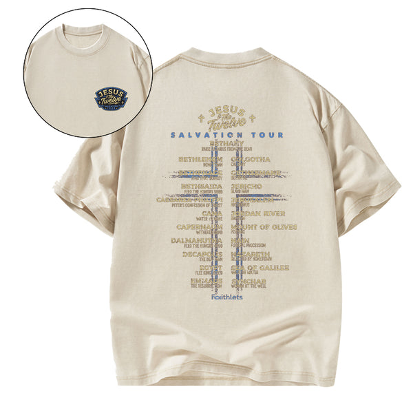 Jesus Salvation Tour Chrsitian Washed T-Shirt