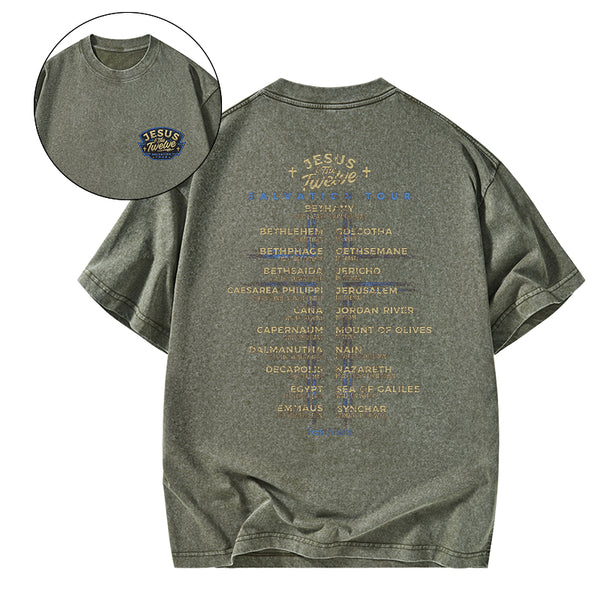 Jesus Salvation Tour Chrsitian Washed T-Shirt