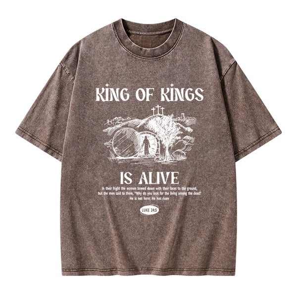 King Of Kings Is Alive Christian Washed T-Shirt
