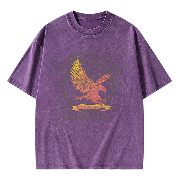 Because Of Jesus I Am Never Alone Christian Washed T-Shirt