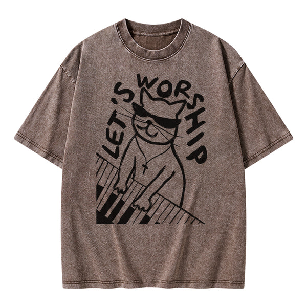 Let's Worship Christian Washed T-Shirt