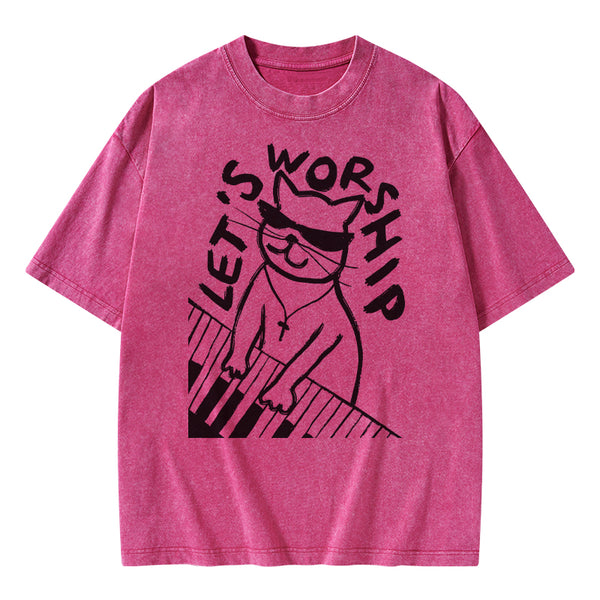 Let's Worship Christian Washed T-Shirt
