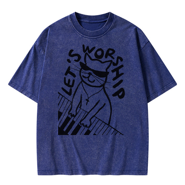 Let's Worship Christian Washed T-Shirt