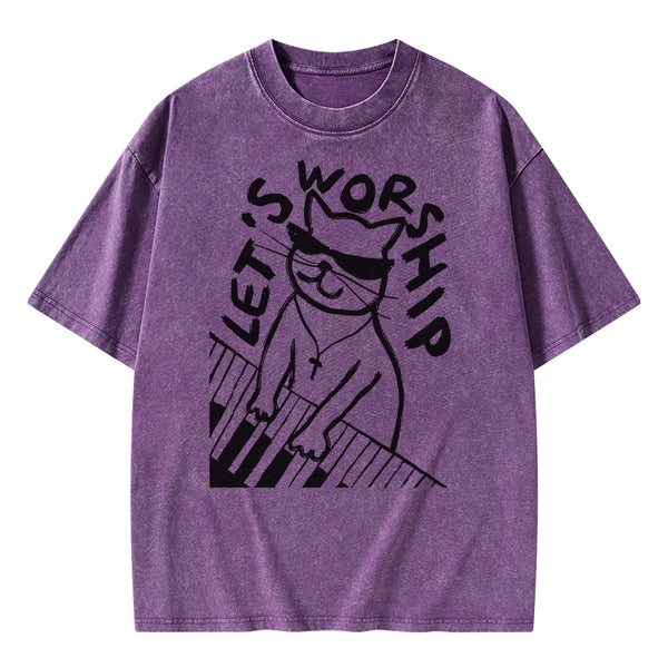 Let's Worship Christian Washed T-Shirt
