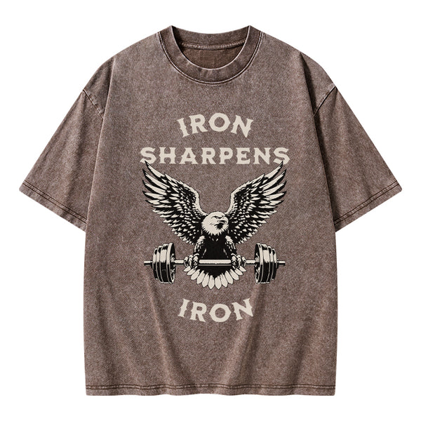 GC-WTS1595 Iron Sharpens Christian Washed T-Shirt
