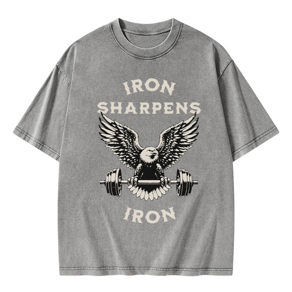 GC-WTS1595 Iron Sharpens Christian Washed T-Shirt
