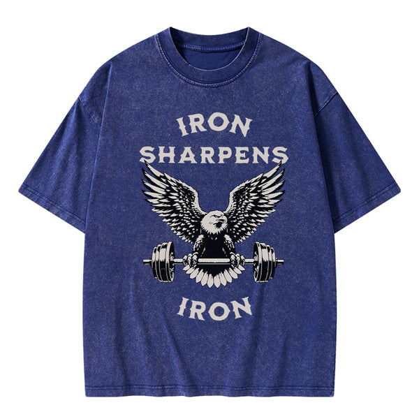 GC-WTS1595 Iron Sharpens Christian Washed T-Shirt
