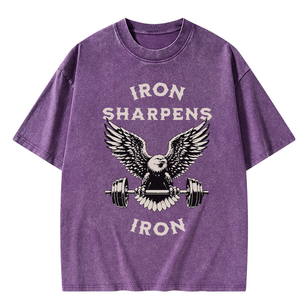 GC-WTS1595 Iron Sharpens Christian Washed T-Shirt