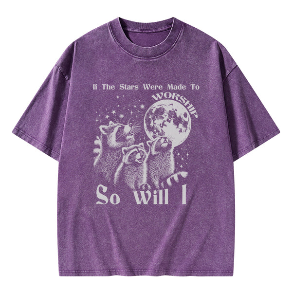 If The Stars Were Made To Worship Raccoon Christian Washed T-Shirt