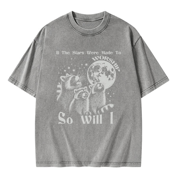 If The Stars Were Made To Worship Raccoon Christian Washed T-Shirt