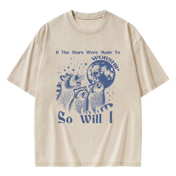 If The Stars Were Made To Worship Raccoon Christian Washed T-Shirt