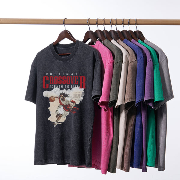 GC-WTS1633 The Ultimate Crossover From Death To Life Christian Washed T-Shirt