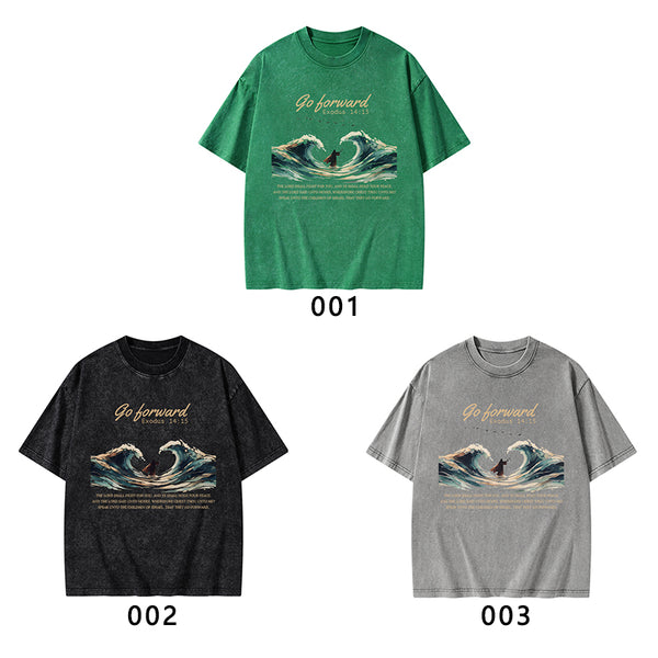 Go Forward Moses Christian Washed T-Shirt
